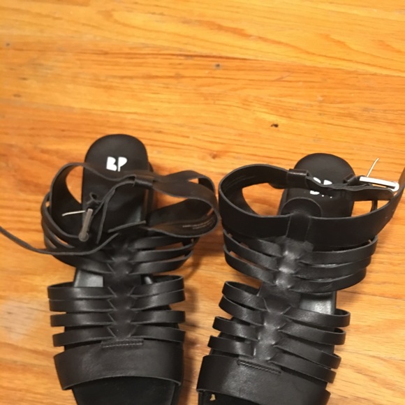 BP Black Leather Gladiator Platform Sandals - Picture 2 of 6